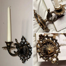Wall Candle Holder, Vintage Iron Wall Sconce for Taper Candles, Scrollwork