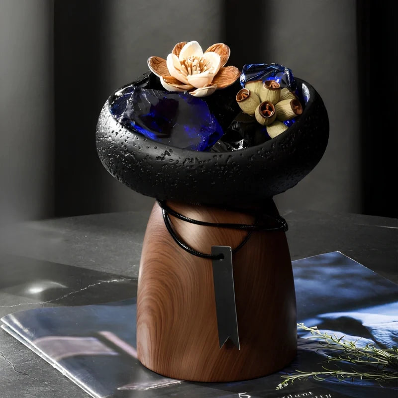 Cement Candle Holder, Concrete & Wood Bowl for Wax Sand or Cup Candles