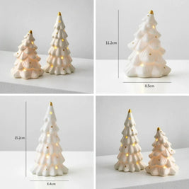 Ceramic Christmas Houses, Light Up White Village Set, Trees & Snowmen, LED