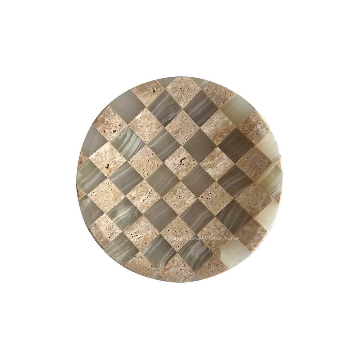 Checkered Marble Jewelry Tray, Round Trinket Dish, Vanity, 4 Colors, 4.5in