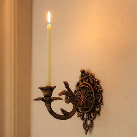 Wall Candle Holder, Vintage Iron Wall Sconce for Taper Candles, Scrollwork