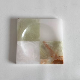 Marble Jade Catchall Tray, Four Panel Jewelry Candle Tray, 2 Designs, 5.9in