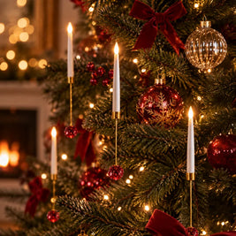 Christmas Tree Candles with Hanging Crystal Look Ornaments, LED, Remote