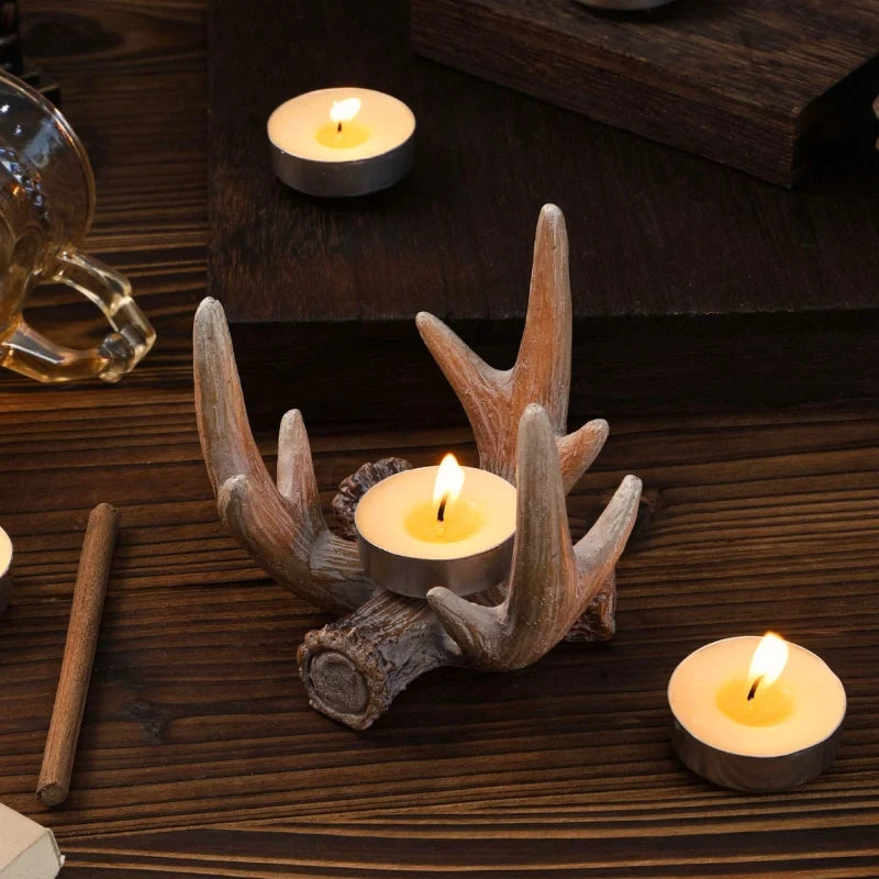 Antler Candle Holder, Sculpted Resin Cup Candle Holder, Woodland, 3.5in