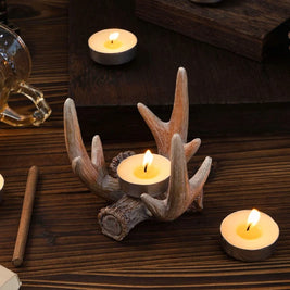 Antler Candle Holder, Sculpted Resin Cup Candle Holder, Woodland, 3.5in