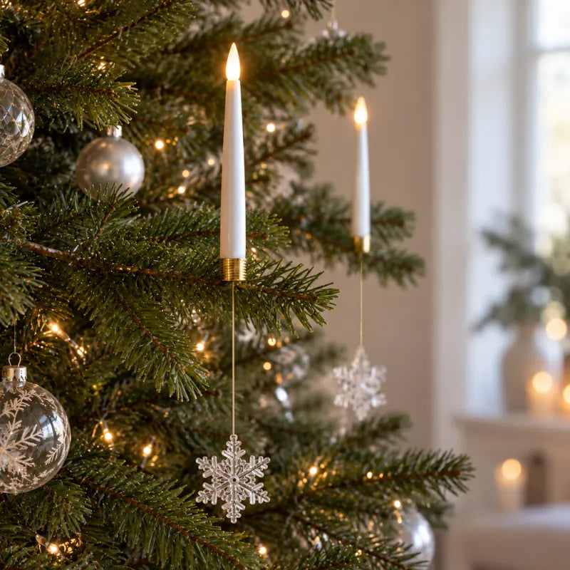 Christmas Tree Candles with Hanging Crystal Look Ornaments, LED, Remote