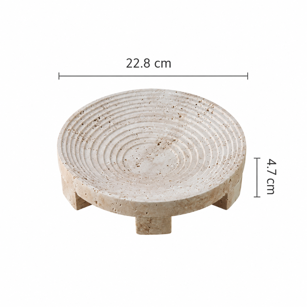 Travertine Footed Tray, Raised Stone Coffee Table Tray, 3 Styles, 9-9.6in