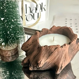Cement Candle Holder, Tree Stump Candle Vessels for Wax Sand, 6 Shapes