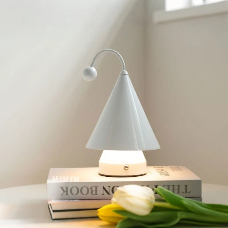 Cordless Table Lamp, Rechargeable Cone Lamp, Dimmable 3 Color LED, 7.9in