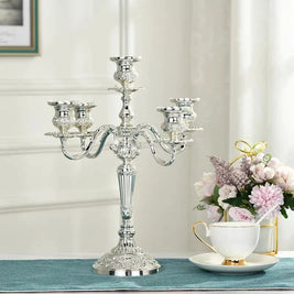 Candelabra, Vintage Taper Candle Holder, Floral Detail, 3 or 5 Arm, 14in