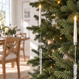 Christmas Tree Candles with Hanging Crystal Look Ornaments, LED, Remote