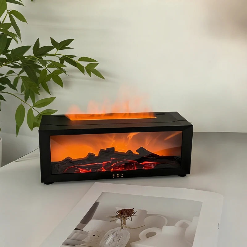 Flame Humidifier, Essential Oil Diffuser, Fire Effect, 7 Colors, Remote
