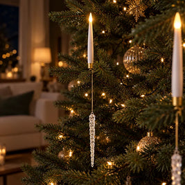 Christmas Tree Candles with Hanging Crystal Look Ornaments, LED, Remote