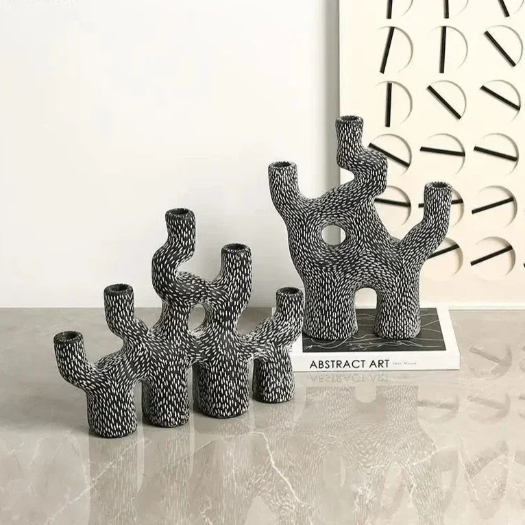 Cement Coral Candle Holder, Abstract Candlestick Stand, Textured, 11-14in