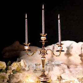 Candelabra, Vintage Taper Candle Holder, Floral Detail, 3 or 5 Arm, 14in