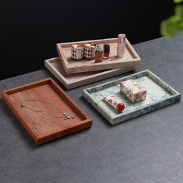 Marble Rectangle Tray, Rounded Corner Vanity Perfume Tray, 4 Colors, 11.8in