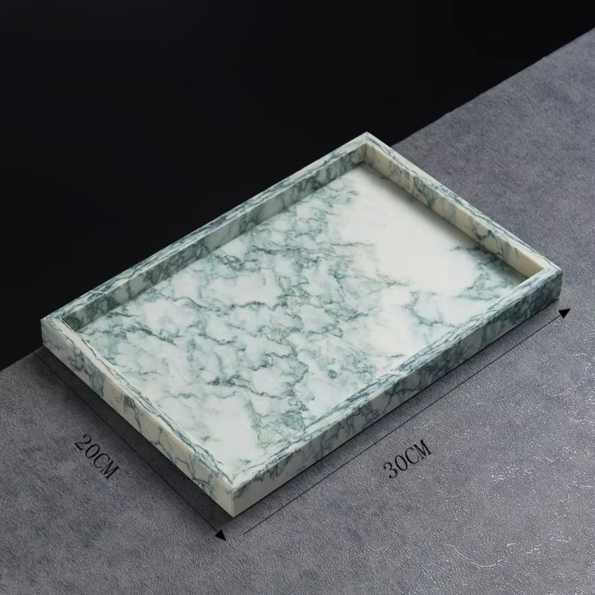 Marble Rectangle Tray, Rounded Corner Vanity Perfume Tray, 4 Colors, 11.8in