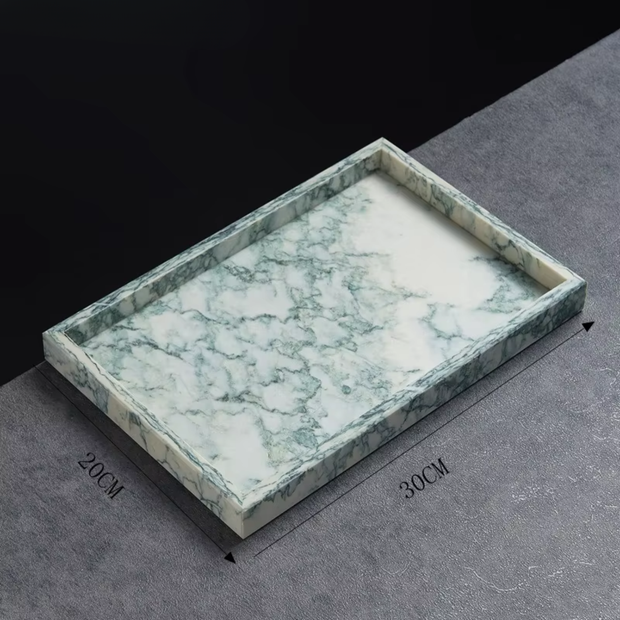 Marble Rectangle Tray, Rounded Corner Vanity Perfume Tray, 4 Colors, 11.8in