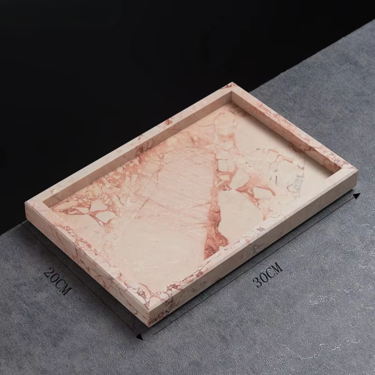 Marble Rectangle Tray, Rounded Corner Vanity Perfume Tray, 4 Colors, 11.8in