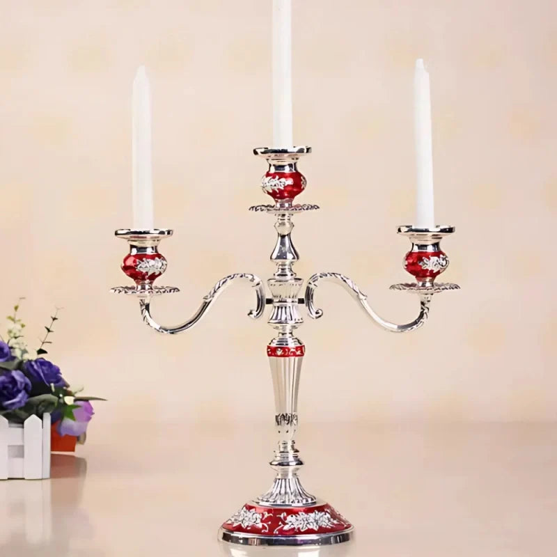 Candelabra, Vintage Taper Candle Holder, Floral Detail, 3 or 5 Arm, 14in