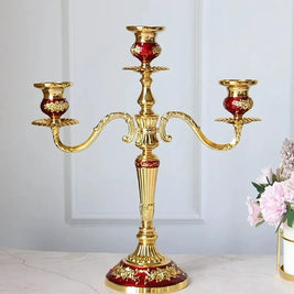 Candelabra, Vintage Taper Candle Holder, Floral Detail, 3 or 5 Arm, 14in