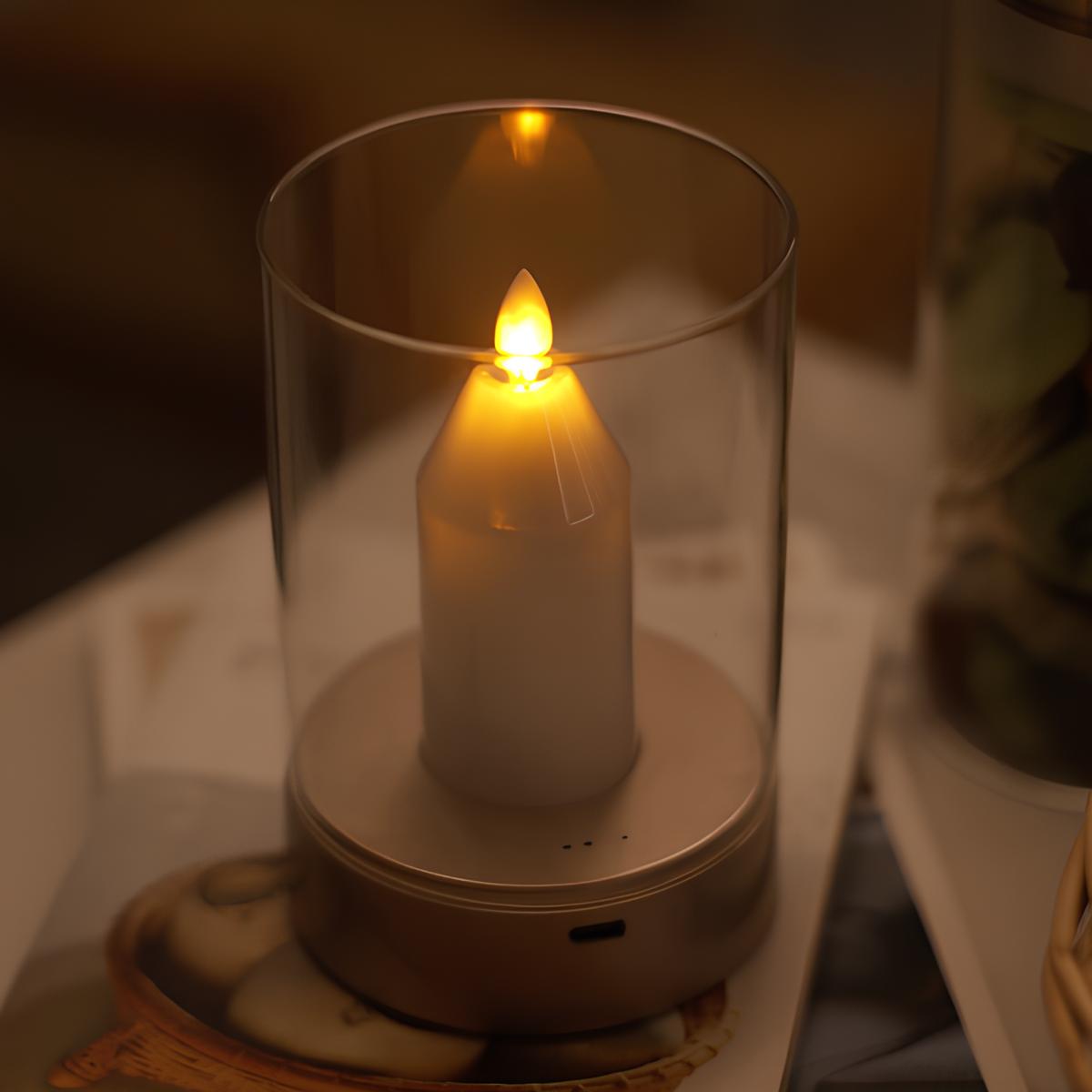 LED Candle Lamp, Rechargeable Flameless Candle with Hand Wave Control, 5in