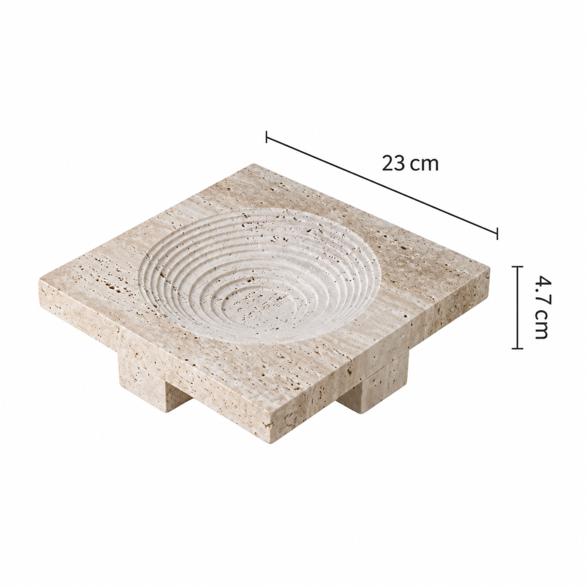 Travertine Footed Tray, Raised Stone Coffee Table Tray, 3 Styles, 9-9.6in