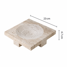 Travertine Footed Tray, Raised Stone Coffee Table Tray, 3 Styles, 9-9.6in