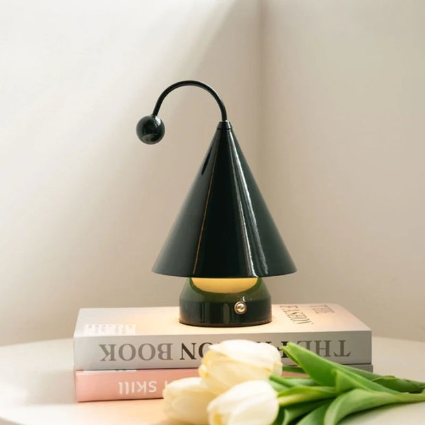 Cordless Table Lamp, Rechargeable Cone Lamp, Dimmable 3 Color LED, 7.9in