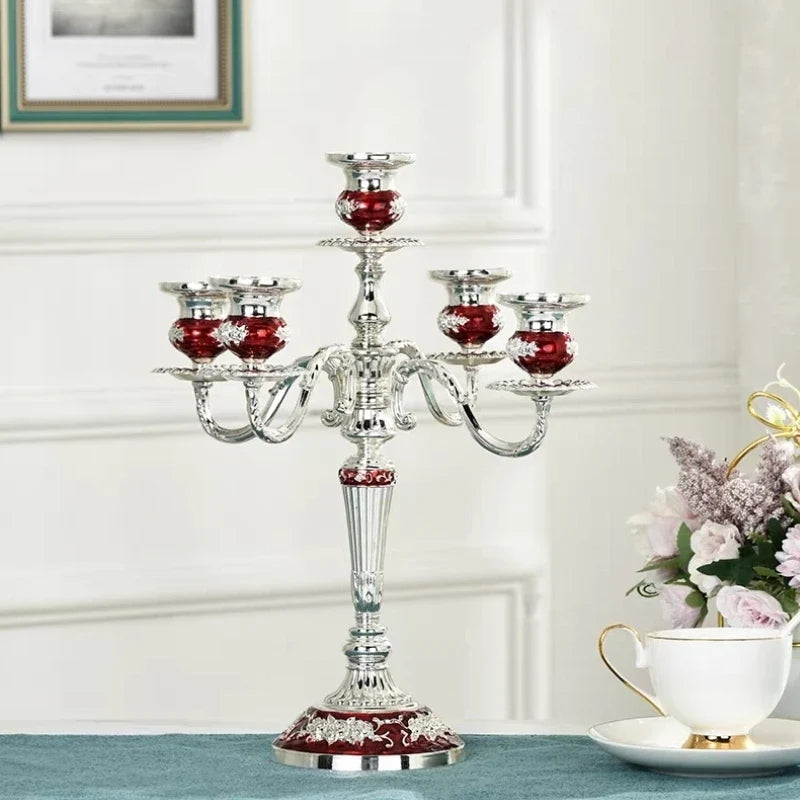 Candelabra, Vintage Taper Candle Holder, Floral Detail, 3 or 5 Arm, 14in