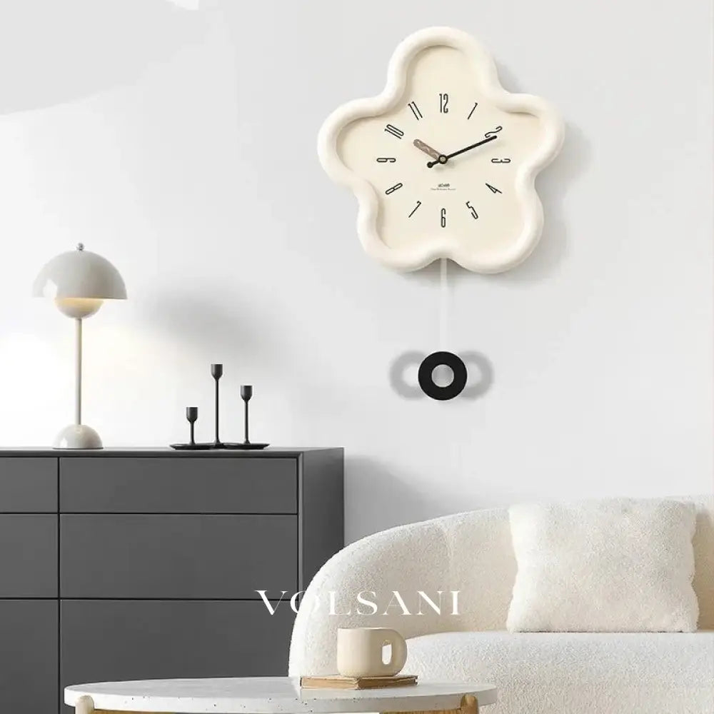 3D Flower Wall Clock with Layered Petals Decorative Living Room & Bedroom Clock Silent Sweep with Pendulum 3 Colors