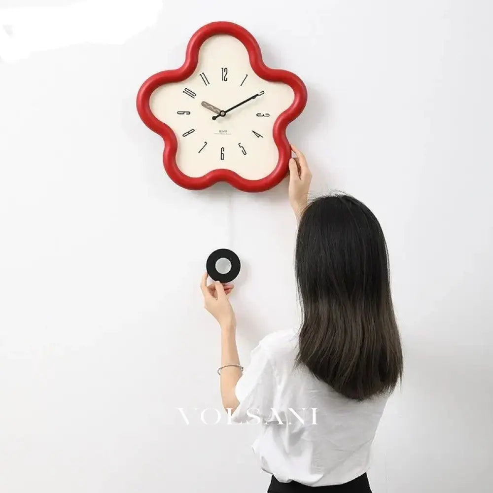 3D Flower Wall Clock with Layered Petals Decorative Living Room & Bedroom Clock Silent Sweep with Pendulum 3 Colors