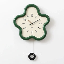 3D Flower Wall Clock with Layered Petals Decorative Living Room & Bedroom Clock Silent Sweep with Pendulum 3 Colors