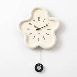 3D Flower Wall Clock with Layered Petals Decorative Living Room & Bedroom Clock Silent Sweep with Pendulum 3 Colors