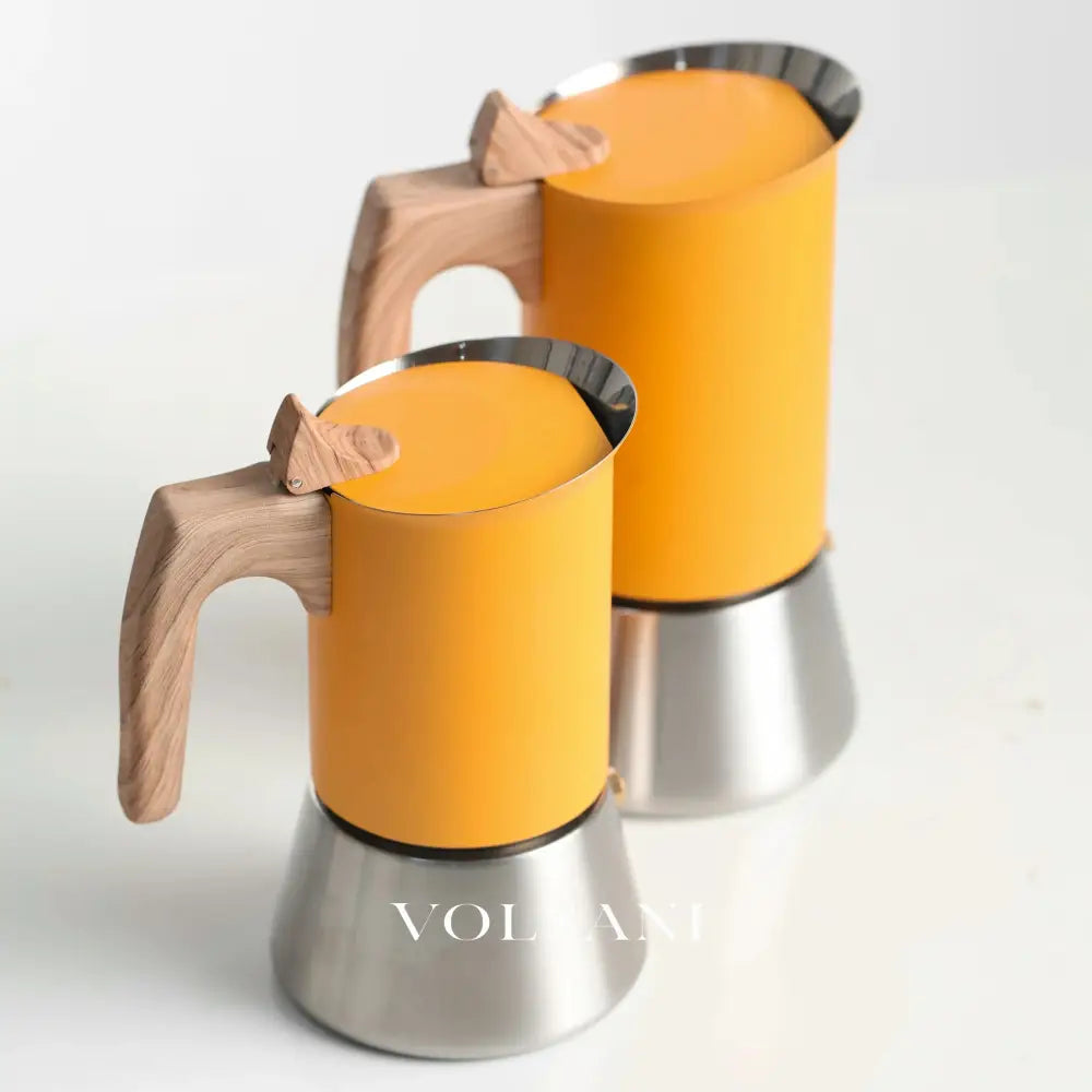 4/6 Stainless Steel Moka Pot Matte Yellow Nordic Style. Home/Office/Outdoor Use. Works on Induction & Gas
