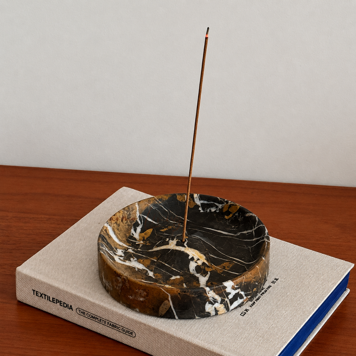 Stone Incense Holder, Ash Catcher Dish for Bedside & Desk, 3 Colors, 5.1in