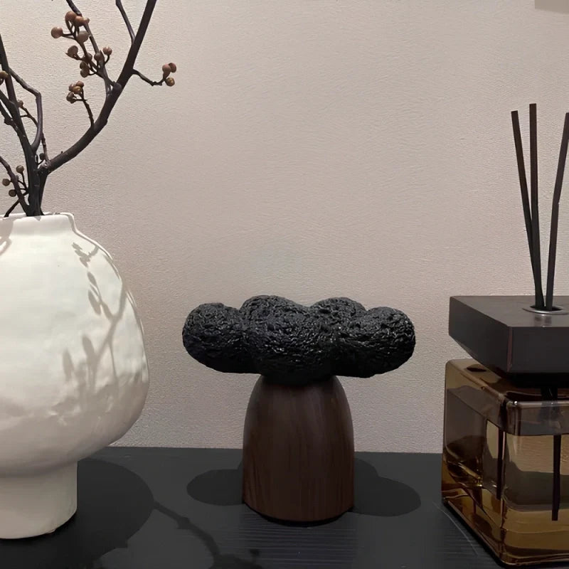 Cement Candle Holder, Concrete & Wood Bowl for Wax Sand or Cup Candles