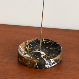 Stone Incense Holder, Ash Catcher Dish for Bedside & Desk, 3 Colors, 5.1in