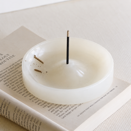 Stone Incense Holder, Ash Catcher Dish for Bedside & Desk, 3 Colors, 5.1in