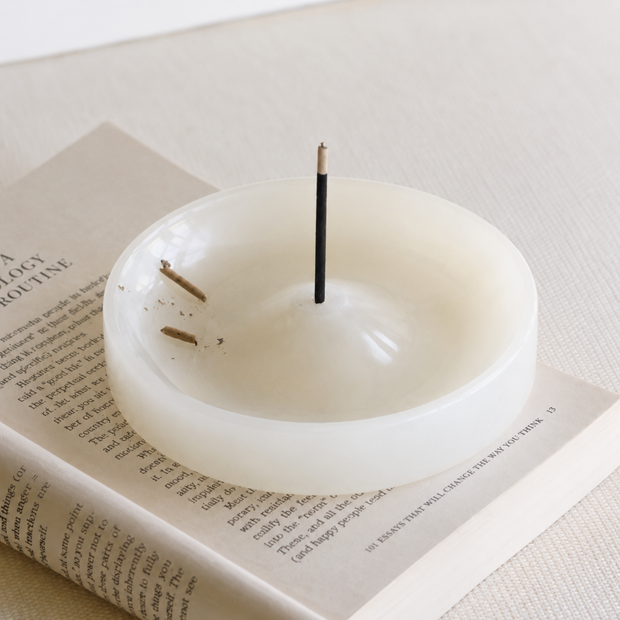 Stone Incense Holder, Ash Catcher Dish for Bedside & Desk, 3 Colors, 5.1in