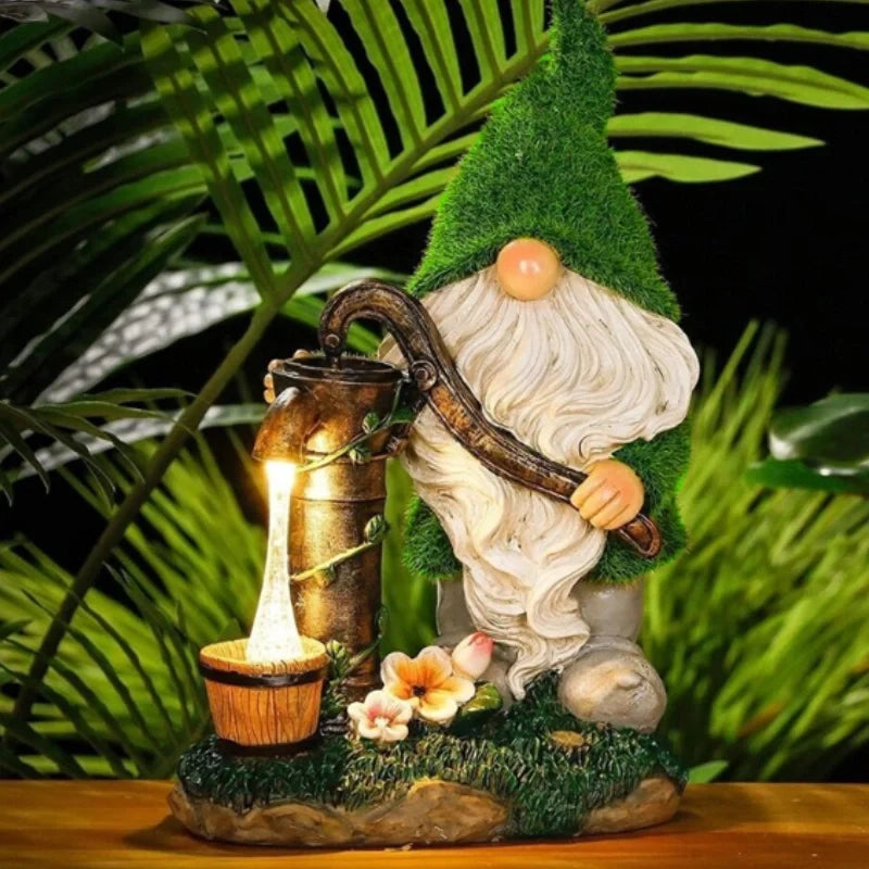 Solar Garden Gnomes, Light Up Resin Gnome Statues, Dusk Sensor, 6 Styles
