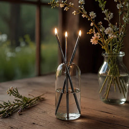 Refillable Oil Candles, Glass Oil Lamp with 3 Steel Wick Candles, 3 Colors
