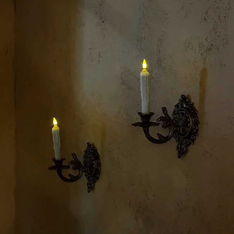 Wall Candle Holder, Vintage Iron Wall Sconce for Taper Candles, Scrollwork