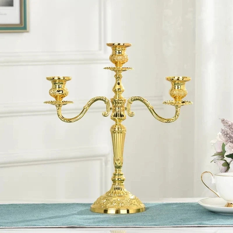 Candelabra, Vintage Taper Candle Holder, Floral Detail, 3 or 5 Arm, 14in