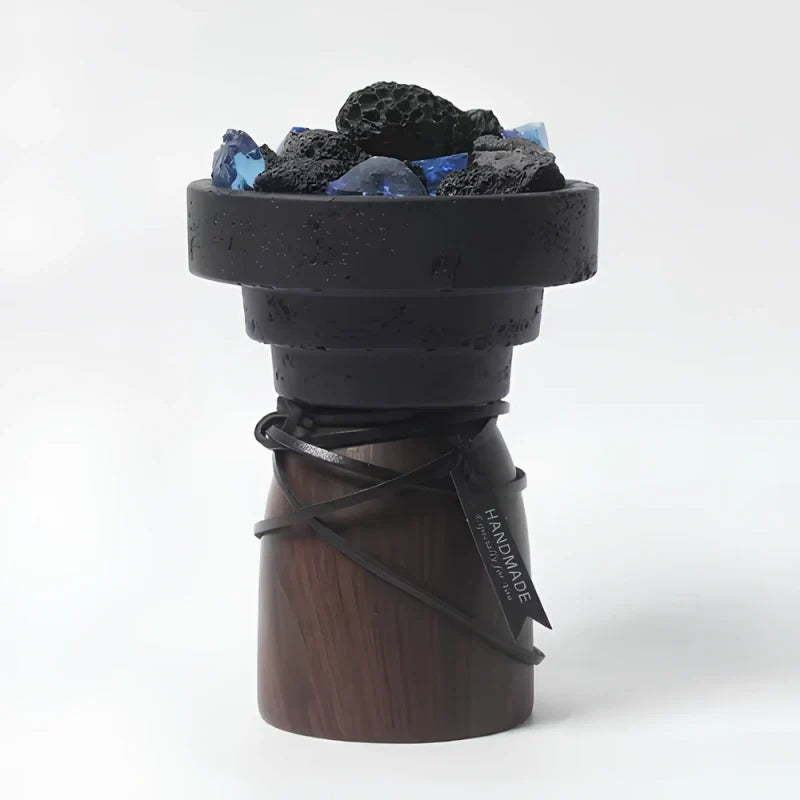 Cement Candle Holder, Concrete & Wood Bowl for Wax Sand or Cup Candles