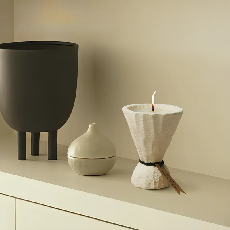 Concrete Candle Holder, Handcast Cement Cup Candle Holder, Nordic, 4 Shapes
