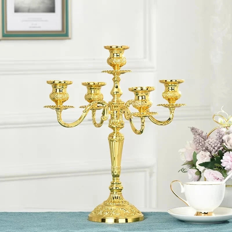 Candelabra, Vintage Taper Candle Holder, Floral Detail, 3 or 5 Arm, 14in