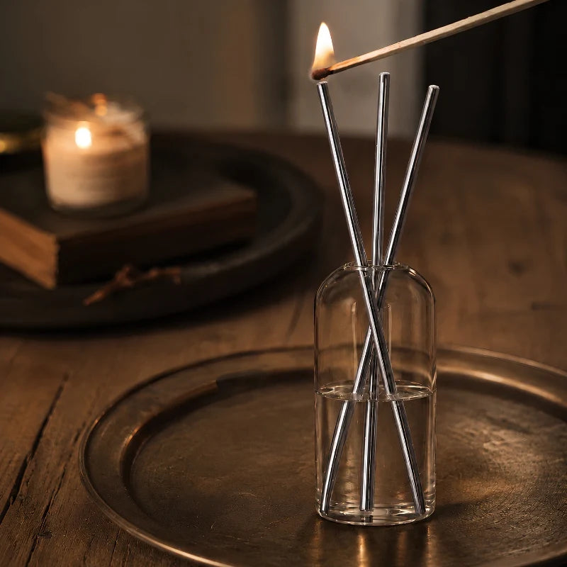 Refillable Oil Candles, Glass Oil Lamp with 3 Steel Wick Candles, 3 Colors