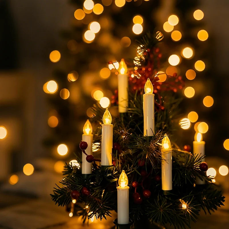 Clip On Christmas Tree Candles, Flameless LED with Remote, 20 to 60 Pack