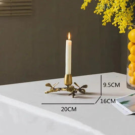 Brass Taper Candle Holder, Ginkgo Leaf & Butterfly Candelabra, 8-17in, Gold